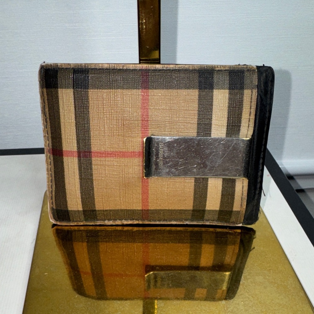 Burberry Tan and Black Checkered Wallet